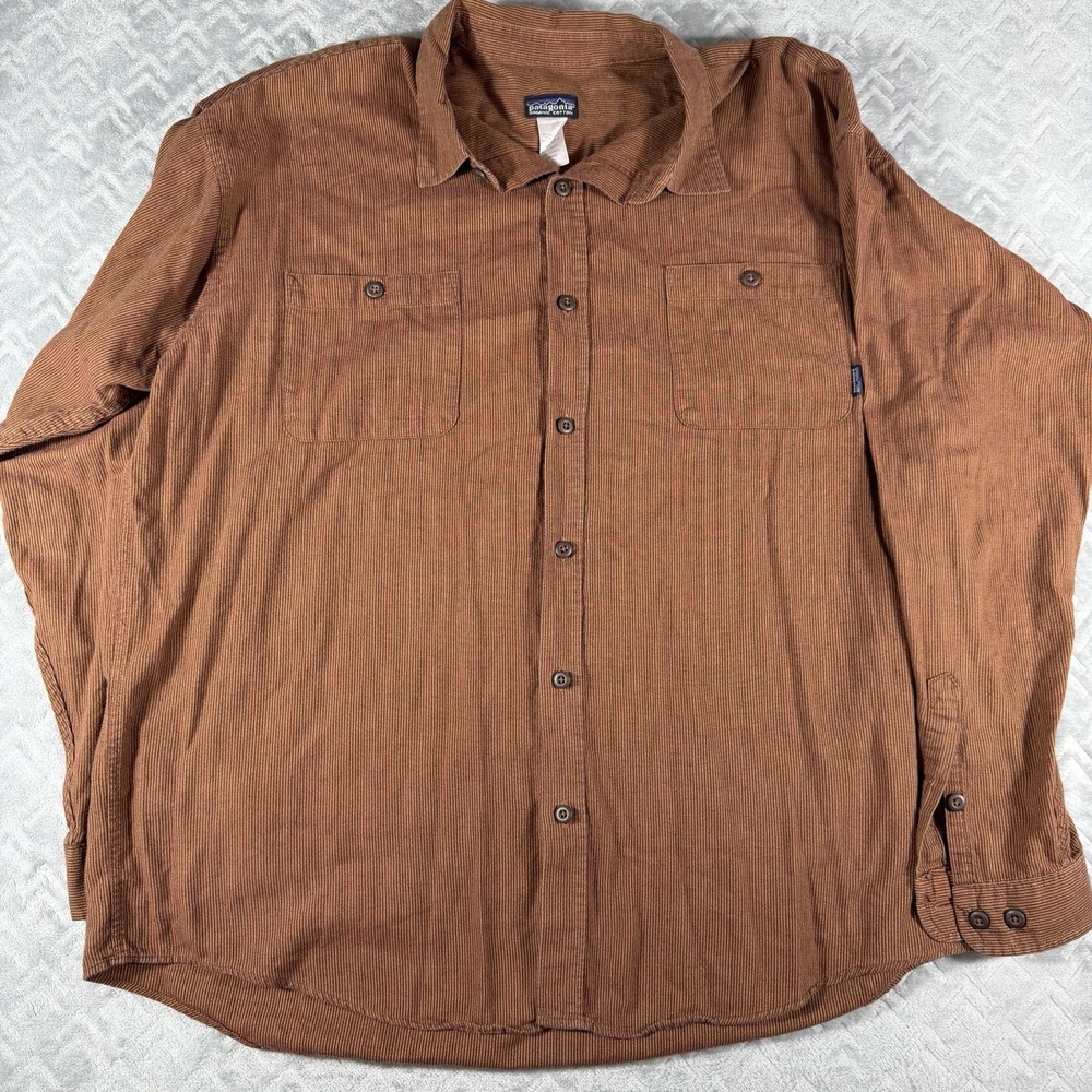 Patagonia Men's Burnt Orange 100% Organic Cotton Soft Button-Up Shirt Size XL